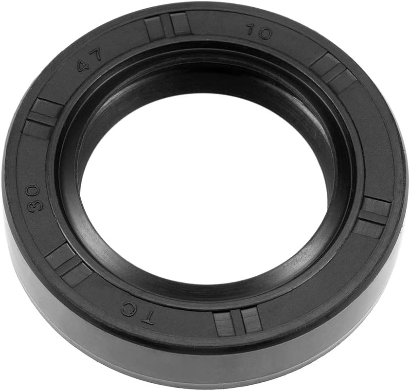 uxcell Oil Seal, TC 30mm x 50mm x 10mm Nitrile Rubber Cover Double Lip with Spring for Bearing Shaft, Black Pack of 1