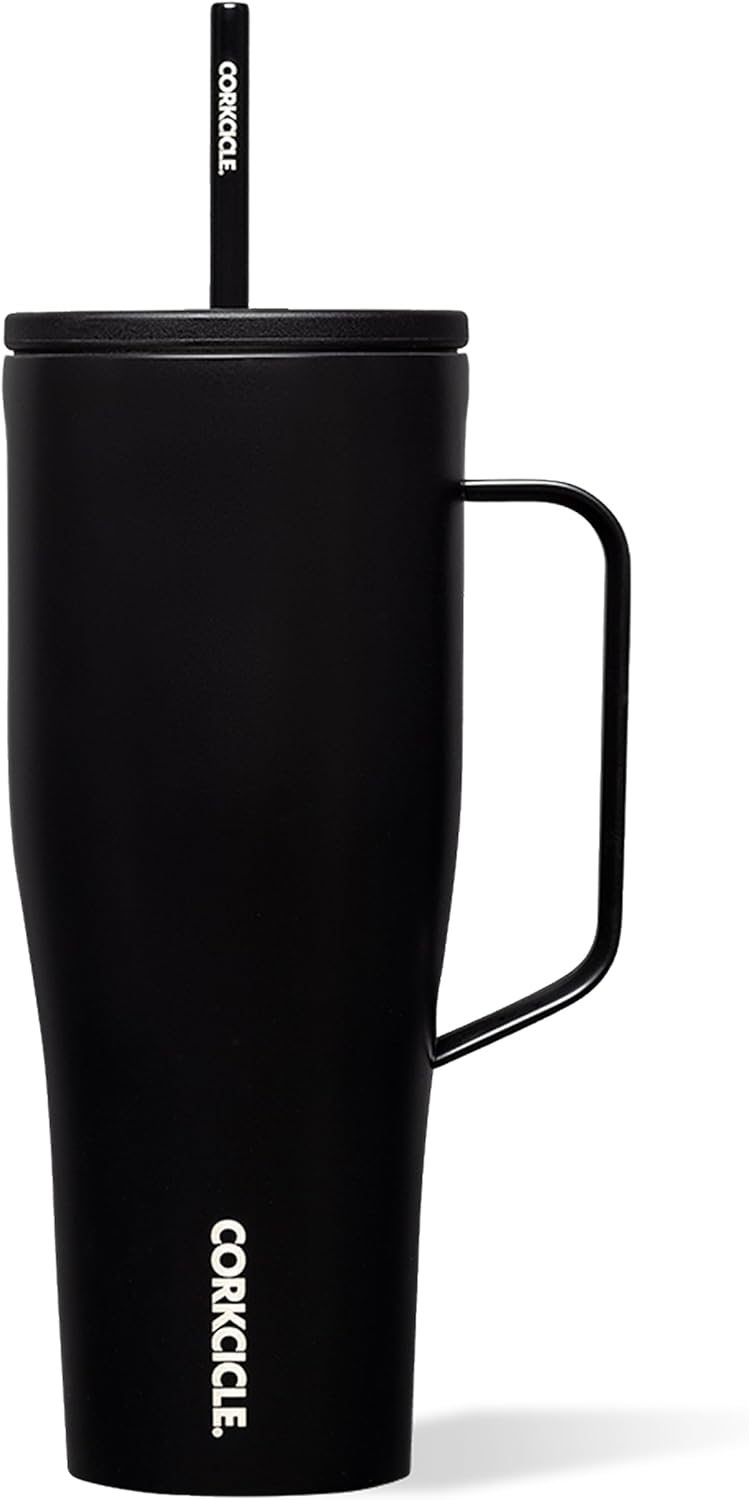 Corkcicle Cold Cup XL - Insulated Tumbler with Handle - Keeps Drinks Cold 12 Hours - Triple-Insulated - Spill-Proof Lid - Summer Drinkware Gift - Keeps Drinks Ice Cold - 30 oz - Black