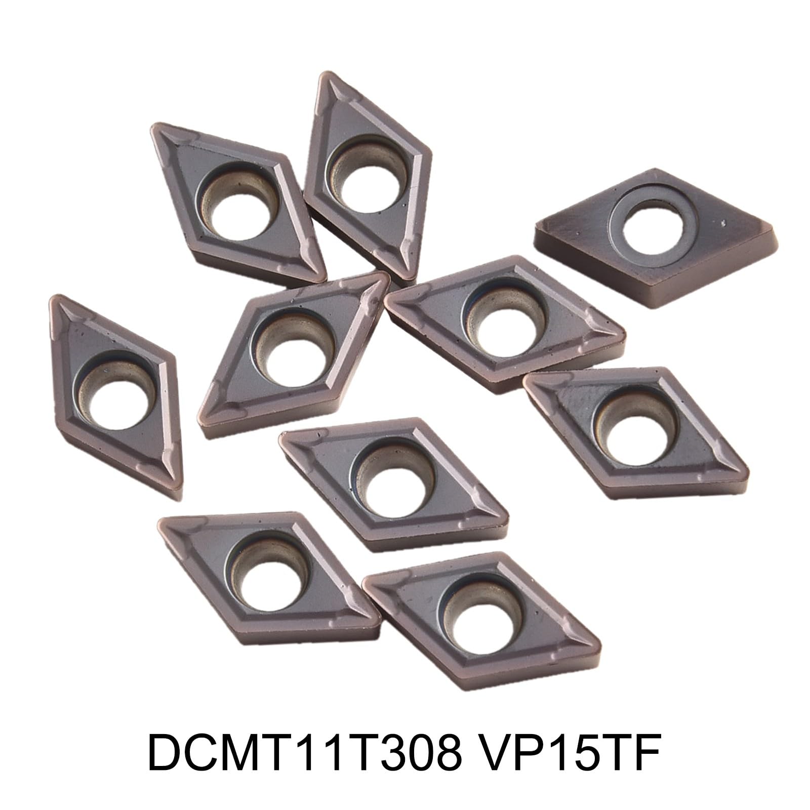 Lot de 10 inserts de tour CNC en carbure de tungstène DCMT11T308 VP15TF pour tournage du métal avec coupe et longue durée de vie