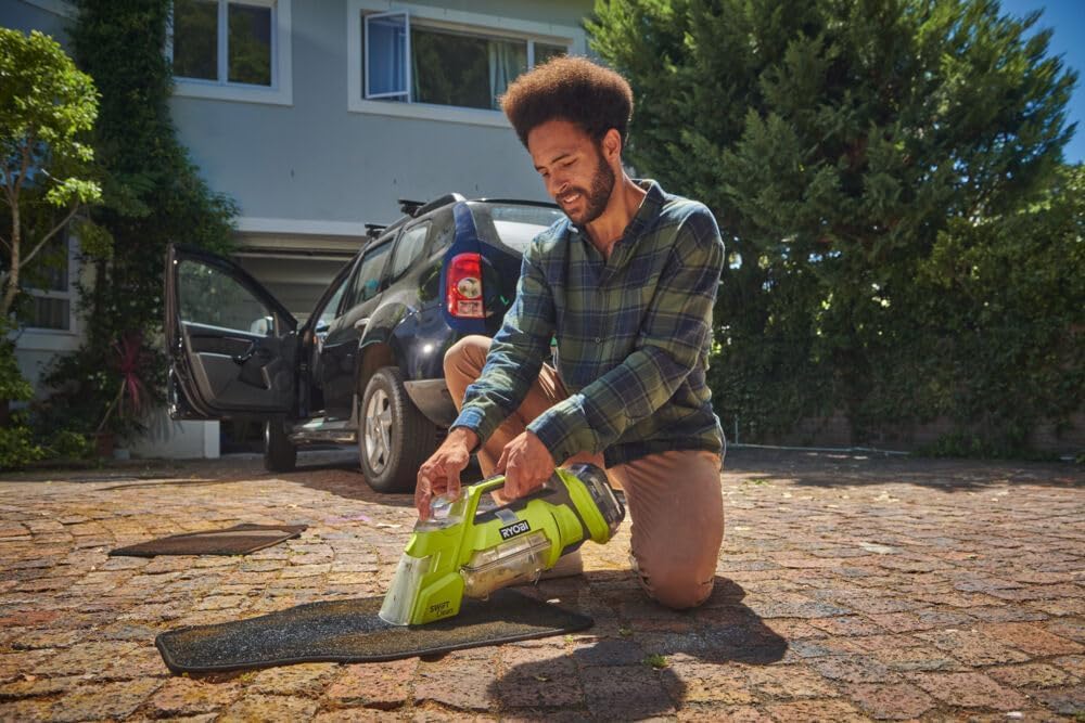 Ryobi RDC18-0, Smacchiatore Multisuperficie a Batteria 18V ONE+, Aspiratore Ideale per Pulire Tappezzerie ed Interni Auto, fino a 480 l/min di Flusso d'Aria, Certificato IPX7, Batteria non Inclusa