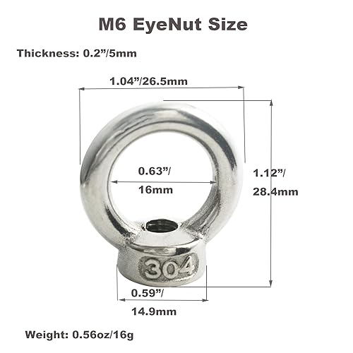 Miniatura 11 de 10 Uds M8 Acero Inoxidable Levantamiento Tuercas Rosca Anillo Hombro Metric EyeNuts Sujetador