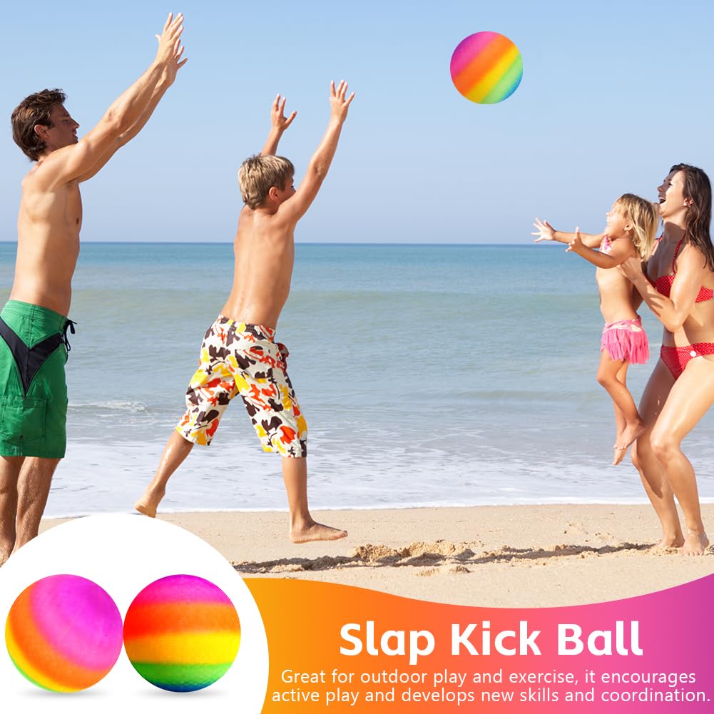 OSDUE Bouncy Kickball, tęczowa piłka dla dzieci, wielokolorowa, tęczowa piłka dla dzieci, piłka do piłki nożnej, koszykówki, softballa, wewnątrz i na zewnątrz, dostarczana bez pompki (20,6 cm)