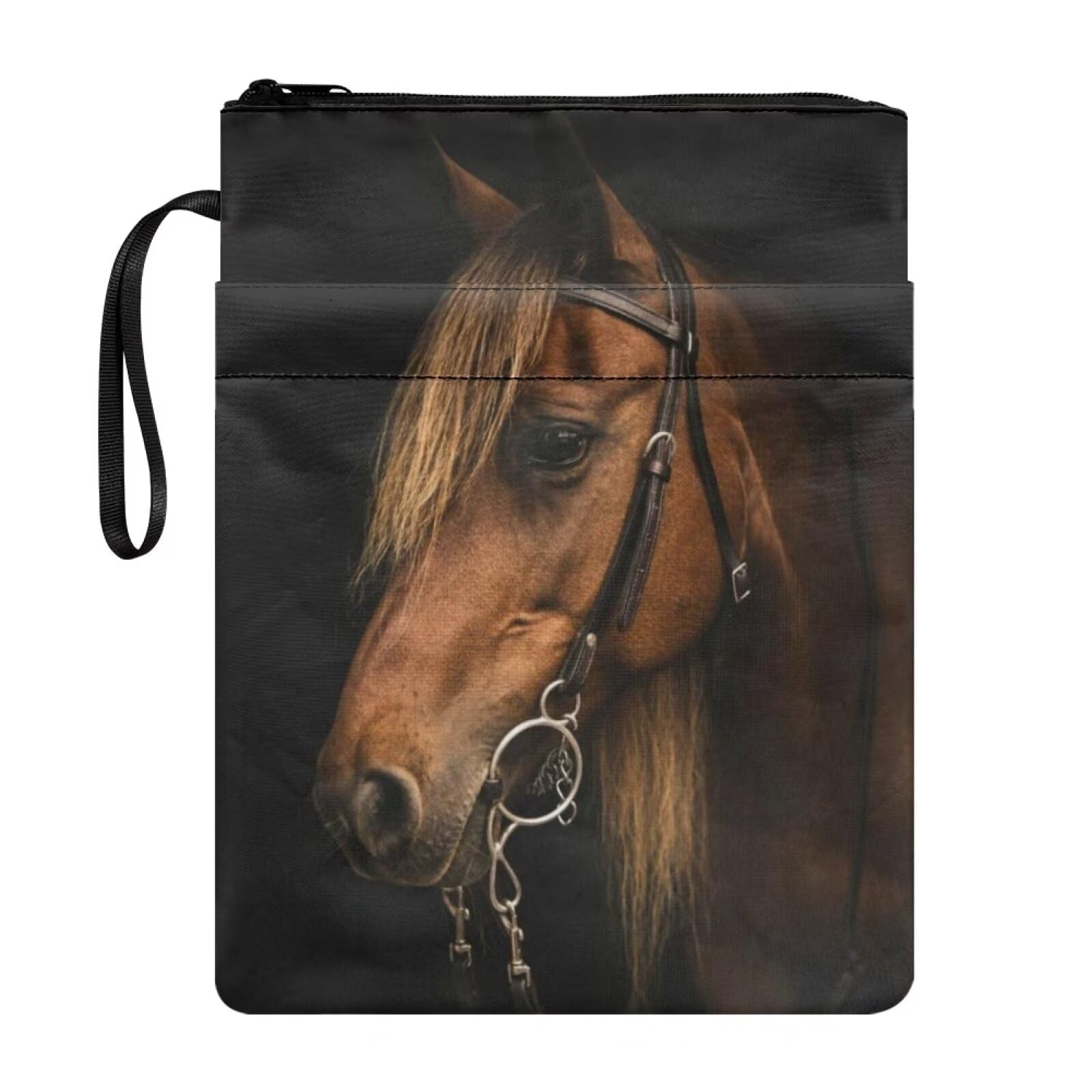 NETILGEN Book Sleeve for Book Lovers Book Covers for Textbooks Paperback Washable Reusable Book Purse Book Case Protector, Brown Horse Black โ image 1
