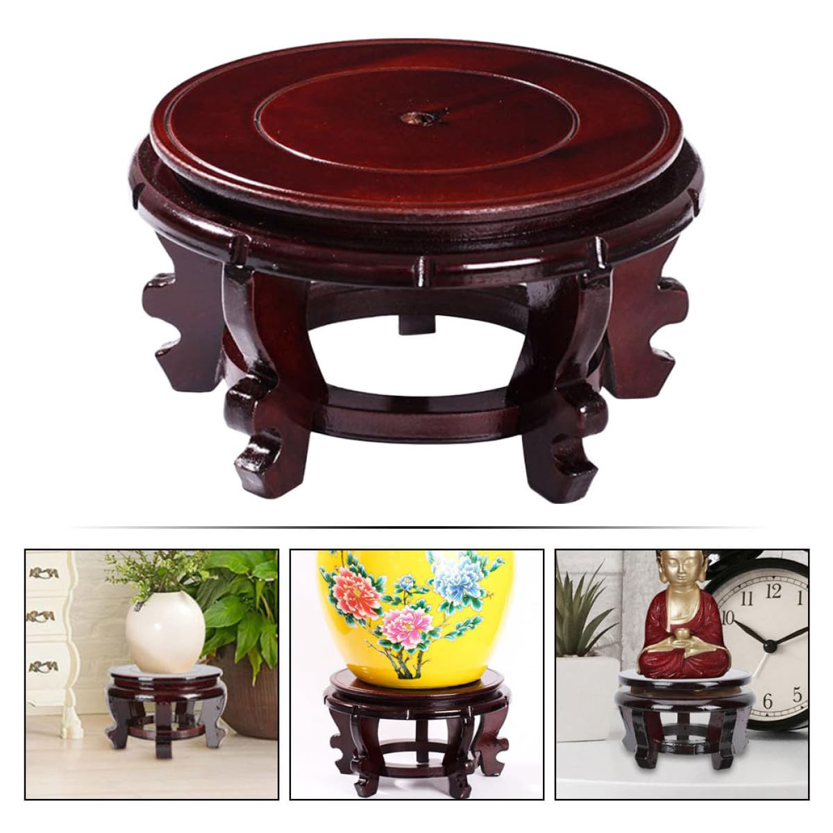TOYANDONA Soporte de Madera para Macetas Elevación, Base Resistente de Material Sintético para Jardín y Decoración del Hogar en Entrada