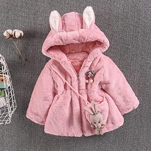 Boys Warm Clothes Children Winter Keep Hoodie Jacket Warm Zip Sleeve Clothes+Bag Cartoon Kids Long Up (Pink, 4-5 Years)2