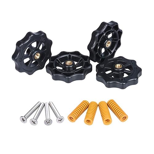 3Dman 4 tuercas niveladoras de torsión manual de 1.575 pulgadas + 4 piezas de compresión de resorte de cama caliente + 4 tornillos M4x40mm para