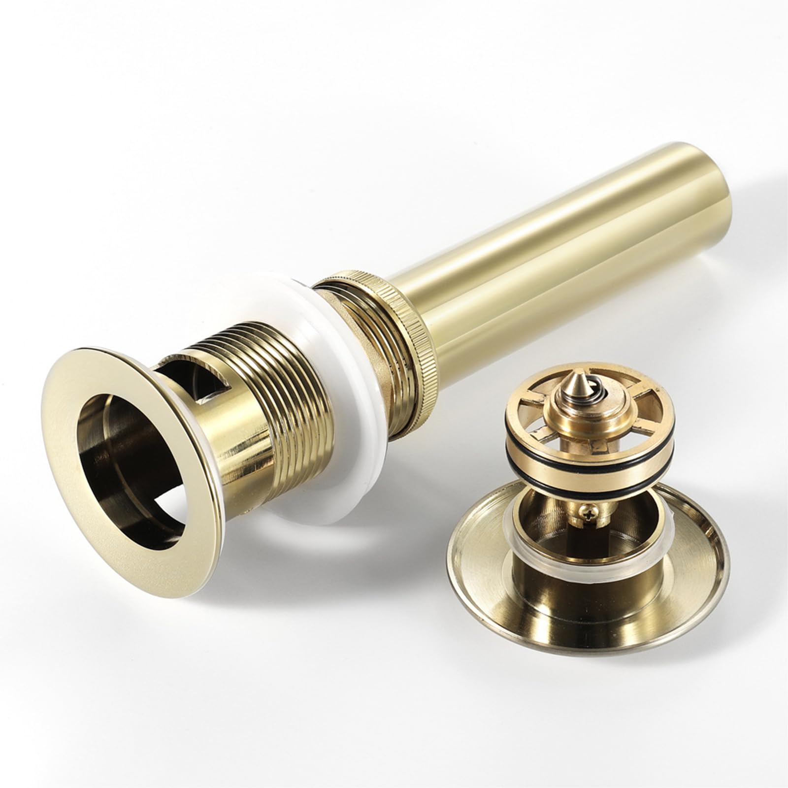 Desagüe Universal Con Rebosadero。VáLvula Para Lavabo Clic Clac。Tapon Lavabo Click Clack Universal。Prensa De Resorte De Drenaje Totalmente De Cobre,oro,Con Orificio De Rebosadero