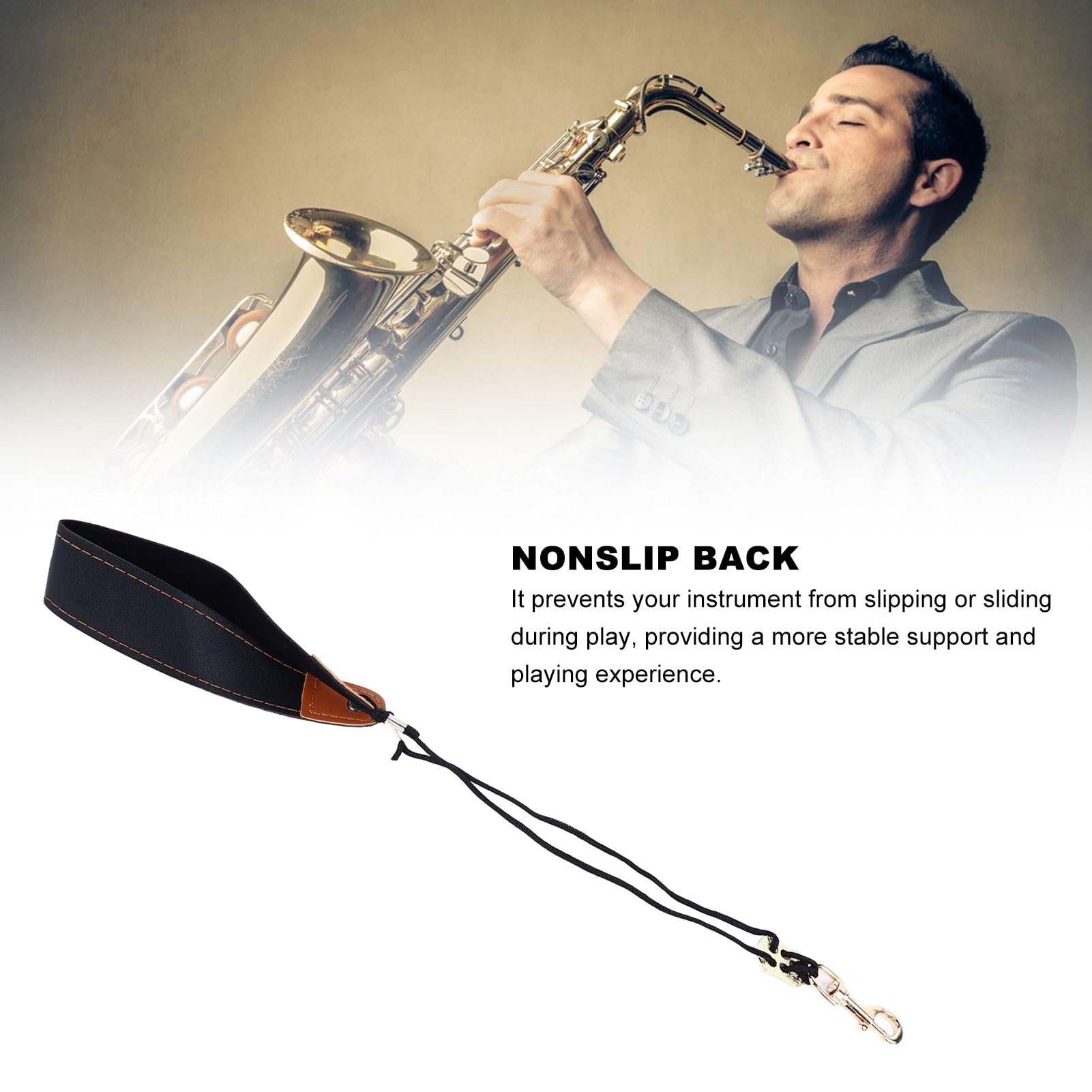 Saxophon-Halsgurt, Rutschfeste Rückseite, Metallschnalle, Leder-Saxophongurt für Bratsche