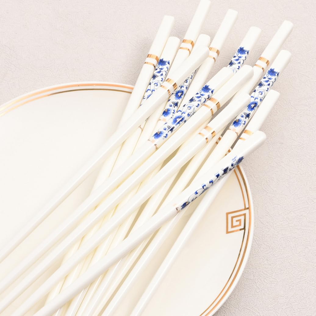 Bopsticks en Porcelaine Premium Ensemble avec boîte-Cadeau, Baguettes en Porcelaine d'os Chinois Blanches, Baguettes en céramique, Baguettes réutilisables A-10pairs
