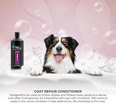 Groom Professional Coat Repair Professional Pet Conditioner, Clean Cotton Fragrance, Concentrated Formula for Dry Dull Coats, 4 Litres (1 Litre White)
