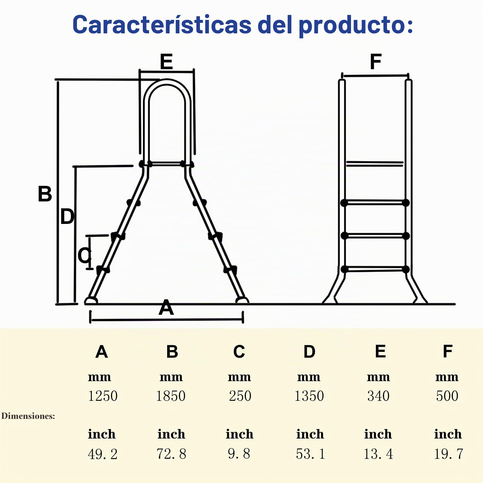 BOTOWI 135cm Escalera para Piscina elevada Carga 250 kg, Escalera de Doble Cara para Piscina elevada, Escalera de Piscina 4 peldaños Acero Inoxidable 304 Grueso, Peldaño de Piscina Antideslizante