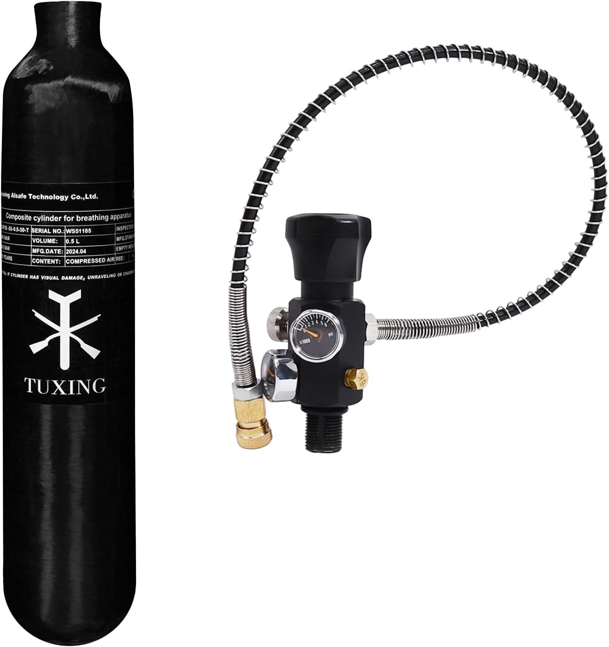 TUXING 4500Psi Pcp Air Tank 0.5L 31Cu in 500cc Carbon Fiber HPA Tank,Gas Cylinder,Paintball Hunting for PCP Air Rifle Gun Daystate and FX Thread M18 * 1.5