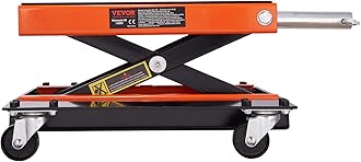 VEVOR Motorcycle Lift, 1100 LBS Motorcycle Lift ATV Scissor Lift Jack with Dolly & Hand Crank, Center Hoist Crank Stand with Wide Deck & Tool Tray for Street Bikes, Cruiser Bikes, Touring Motorcycles