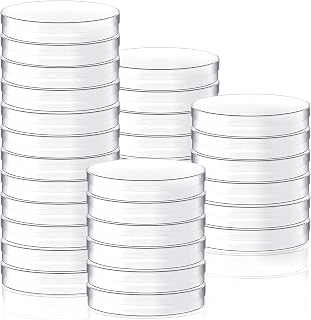 Hamiggaa 30 Pack 90x15mm Clear Plastic Petri Dishes with Lids - Lab Supplies, Science Experiments, Themed Parties
