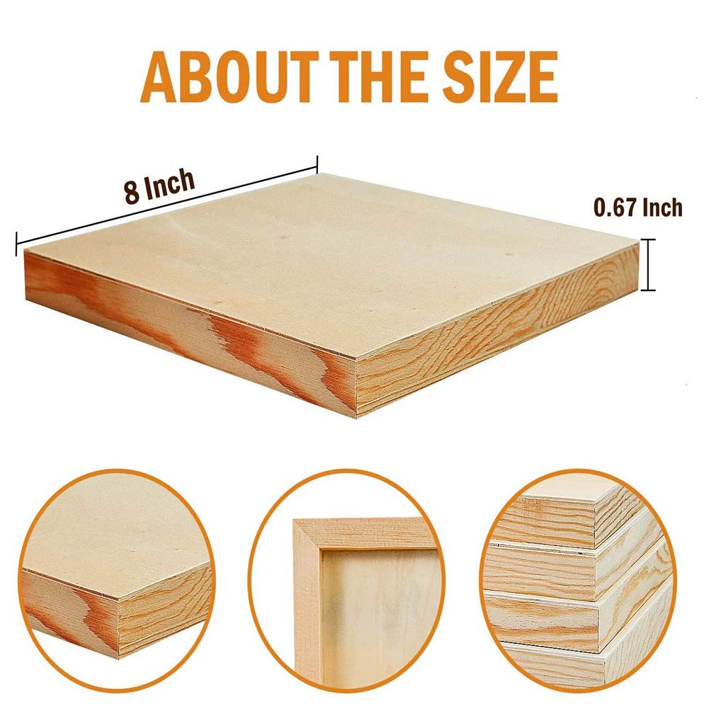 GORGECRAFT 3 Runde Holz-Leinwandplatten 20cm - Naturbelassen Für Malerei & DIY