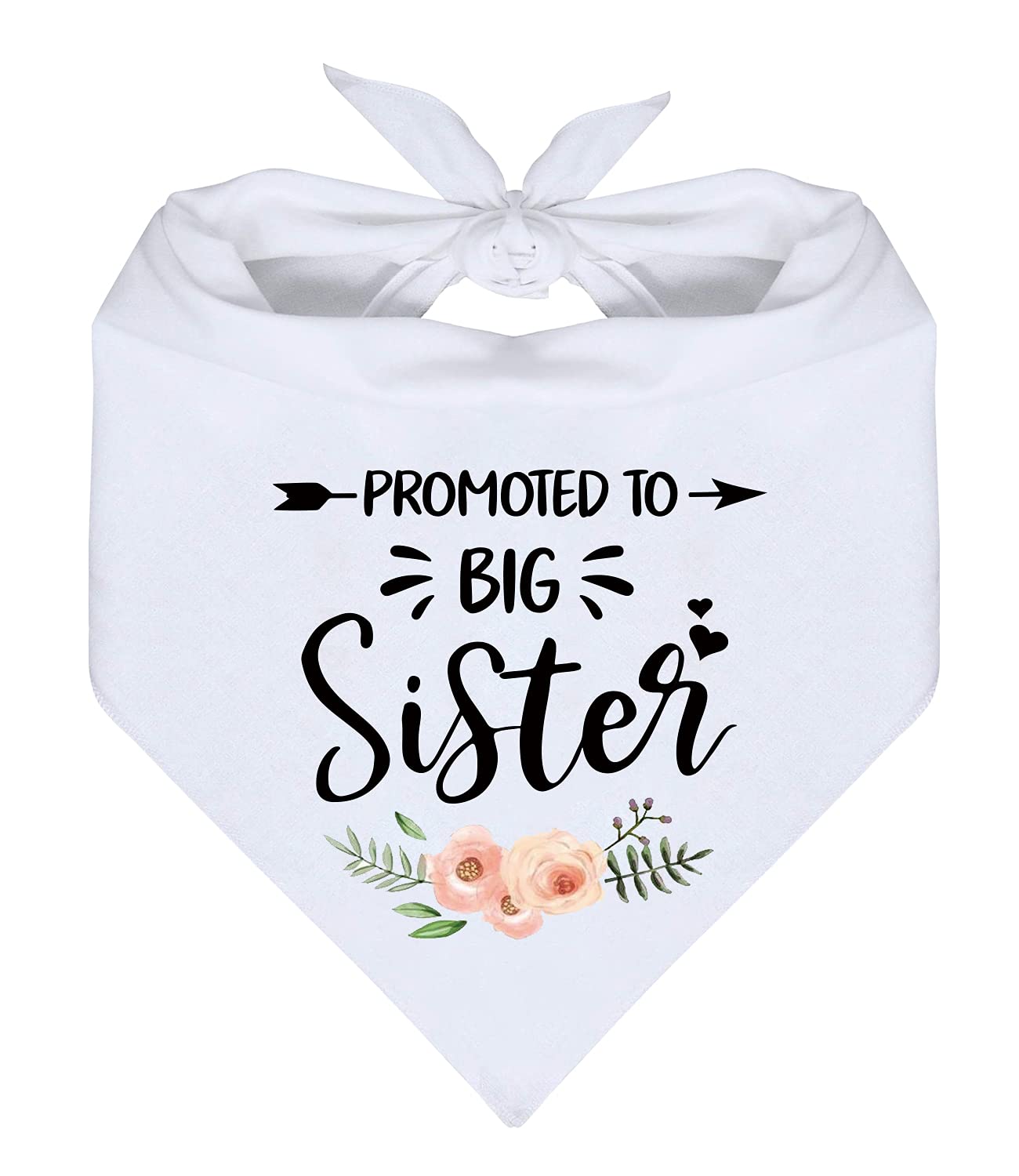 YHTWIN Promoted to Big Sister White Flower Pattern Pet Dog Triangle Scarf Bandanas Bibs, Gender Revealing Photo Props Accessories, Pet Dog Lovers