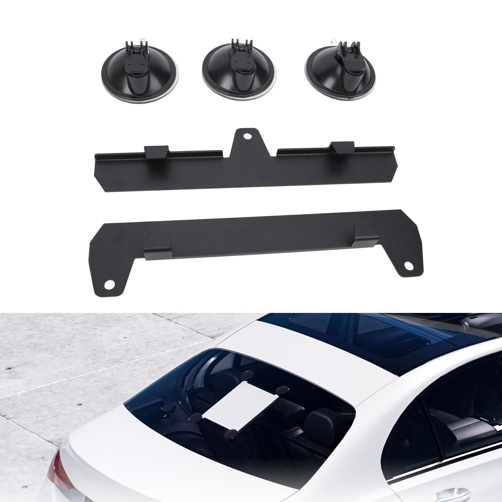 Rectangular Satellite Car Roof Mount Kit Strong Adsorption Suction Cup Flat Base Seamless Mounting for Mini RV Van Boat ABS Metal Construction Portable Adjustable Stand