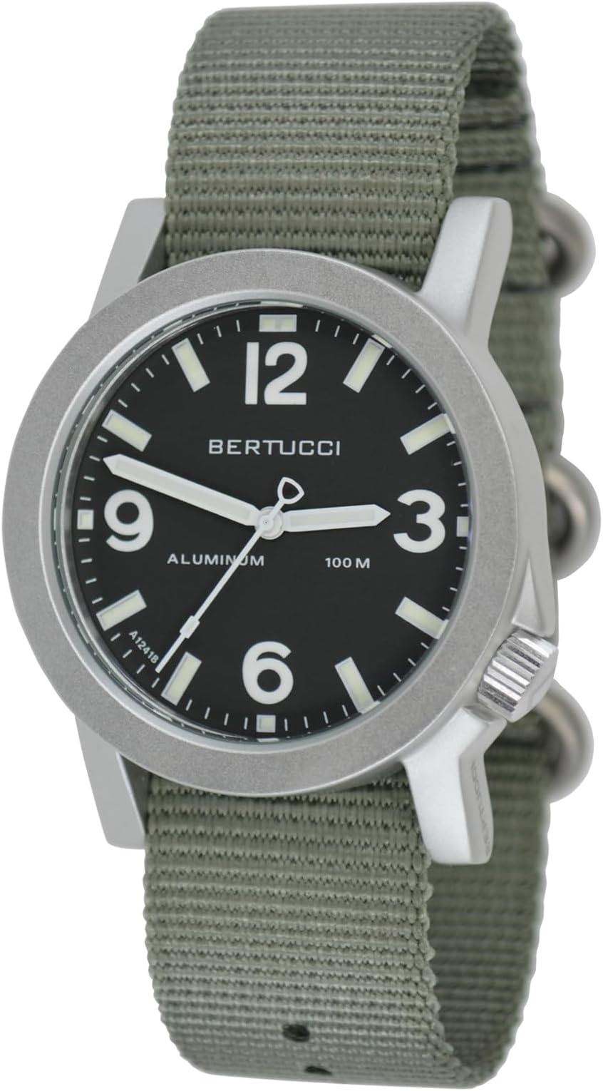 BERTUCCI® 40 mm Aluminum Field Watch - A-6A Experior™ - Marine Green Dial, Defender Drab™ Nylon Band 16502