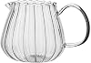 Ochine Elegant Wave Shaped Clear Crystal Glass Creamer and Milk Jug - Creative Embossed Stripe Crystal Glass Creamer Pitcher for Kitchen