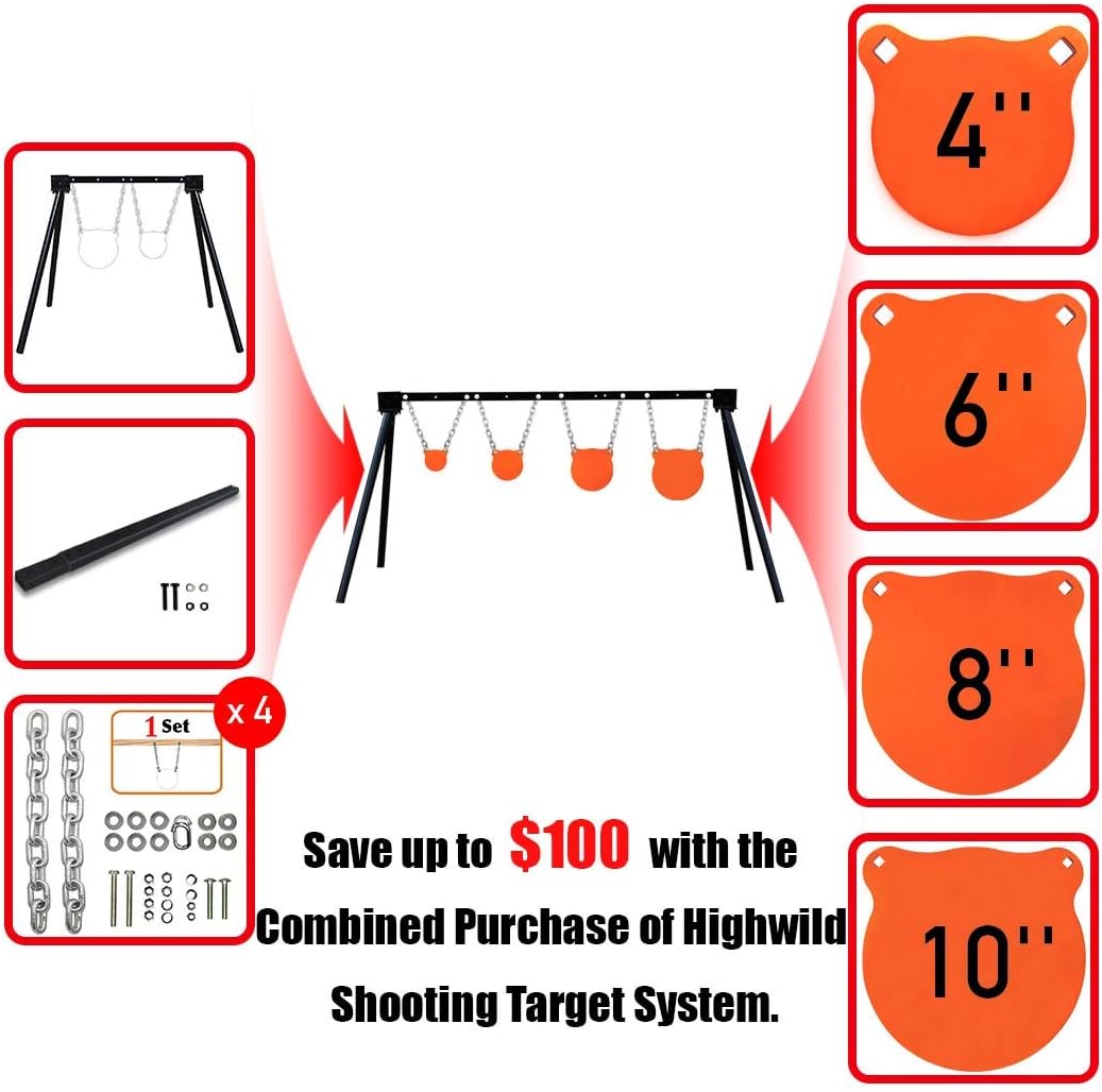 Highwild Steel Target Stand AR500 Shooting Target System (Stand, Mounting Kits & 4"+6"+8"+10" Gongs) : Sports & Outdoors