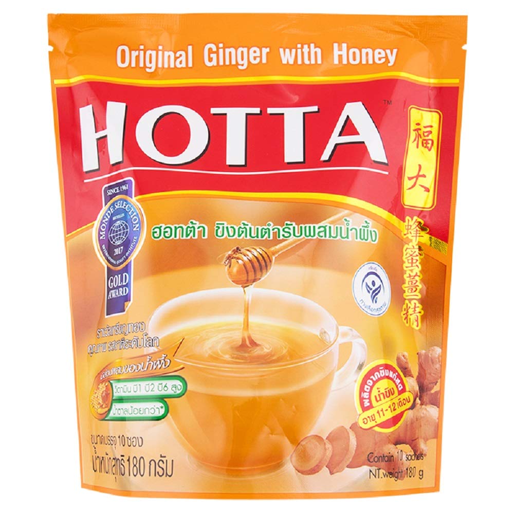 HOTTAPlus Brand, Original Ginger with Honey, Contain 10 Sachets, Size 180g
