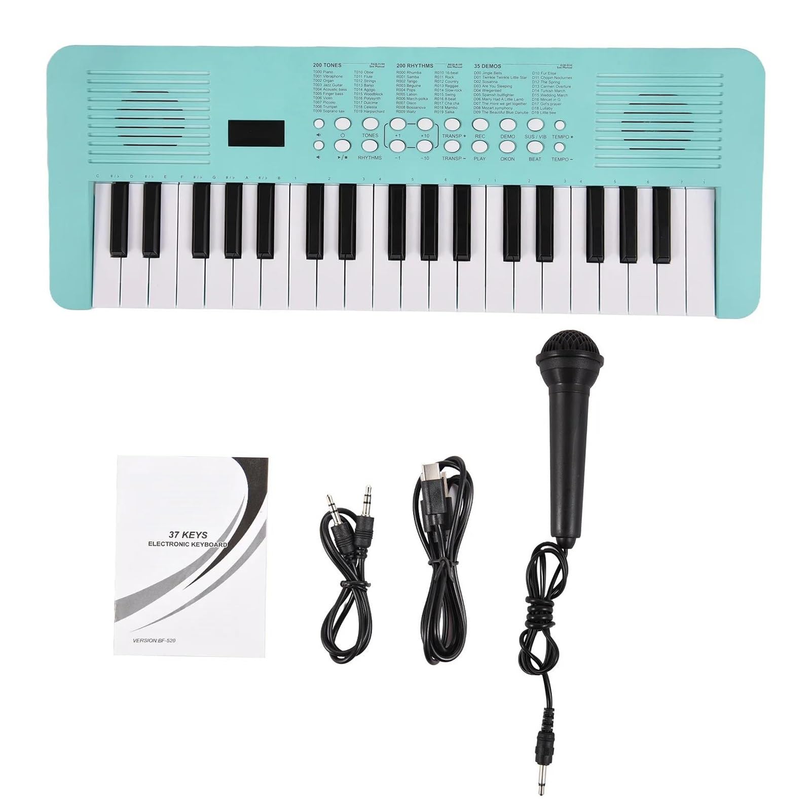 Tastiera Digitale Per Principianti Tastiera Elettronica Per Pianoforte A 37 Tasti 200 Toni 200 Ritmi 35 Demo Con Microfono Doppia Modalità Di Alimentazione