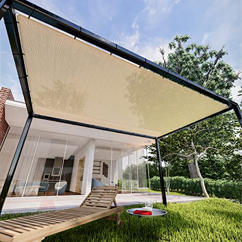 INFRANGE Rectangle Sun Shade Sail 195GSM HDPE Straight Edge Awning Outdoor Pergola Replacement, 95% UV Block, Heavy Duty Outdoor Patio Carport Backyard Garden Beige 10' x 10' - Customized