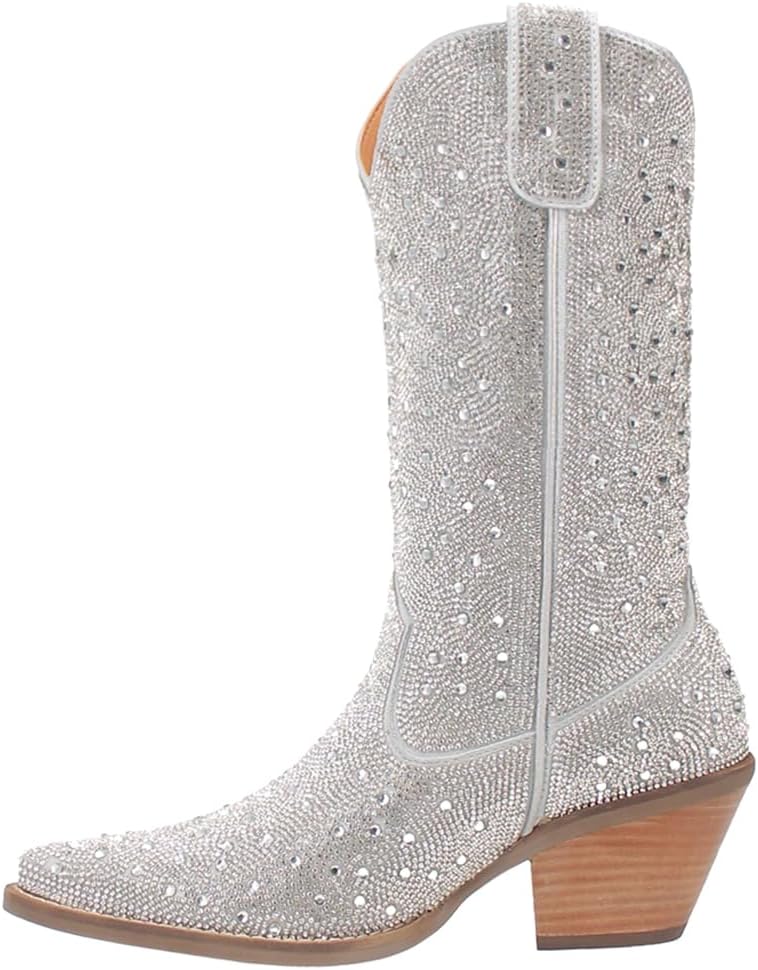 Dingo Womens Silver Dollar Rhinestone Round Toe Pull On Casual Boots Mid... - Picture 8 of 20