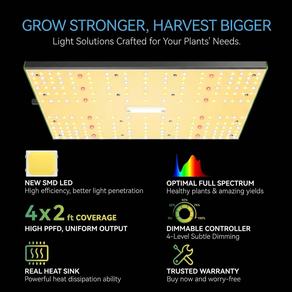 Grow Tent Complete Setup, 100W Full Spectrum LED Grow Light &48"x24"x60"Grow Tent Bundle, 4" Efficient Airflow Ventilation System with Soundproof Duct Connector