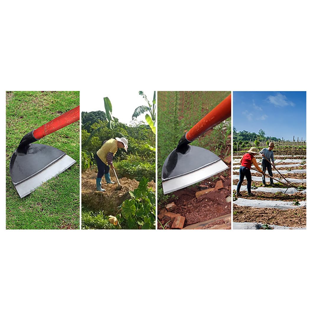 Zappetta per erbacce da giardinaggio in acciaio per impieghi gravosi, zappa da giardino a testa cava in acciaio inox, zappetta per erbacce da giardino, attrezzi da giardino (31.8cm)