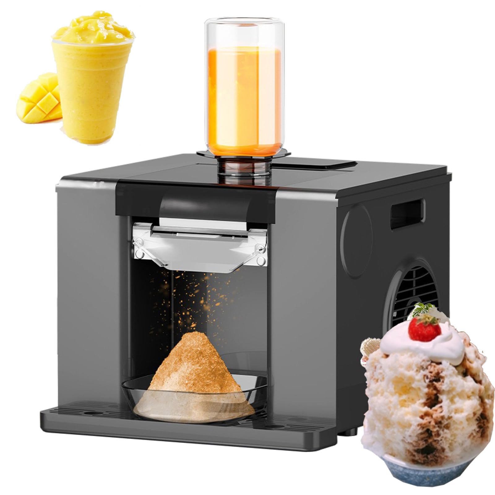 Broyeur à glace électrique noir avec nettoyage automatique pour maison et bar