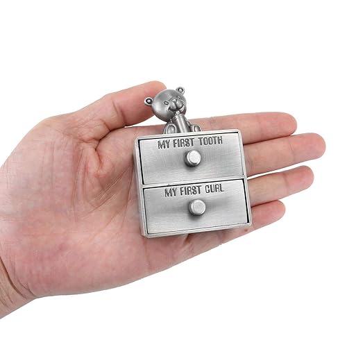 Miniatura 5 de Mogoko Caja de dientes plateada, juego de caja de recuerdo de primeros dientes y rizos para bebés, soporte de hadas de dientes para niños o niñas