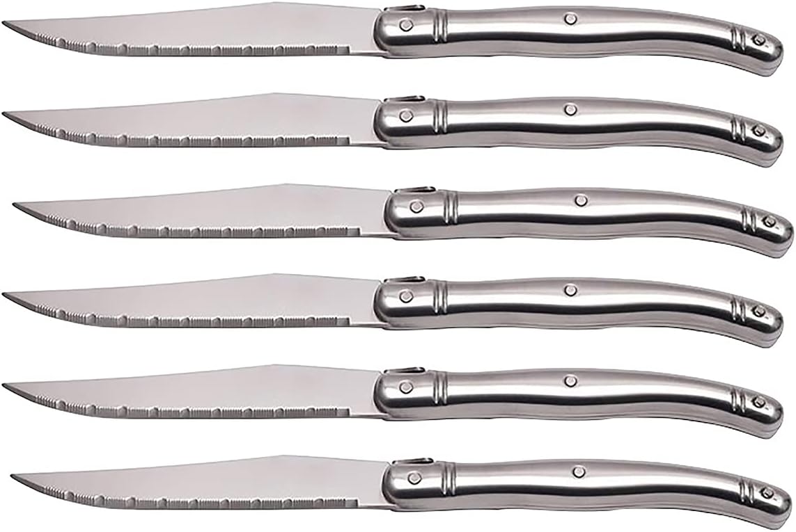 Steak Knife Set, 4-10pcs Laguiole Steak Knife set Stainless Steel Dinner Knives Silver Dinnerware Kitchen Table Knifes Hollow Handle 9 inch 23CM BY KKZY (Color : 8pcs)