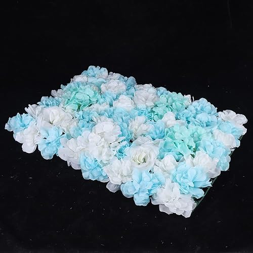 Vista 58 de 20 paneles de pared de flores artificiales, decoración de pared de 24 x 16 pulgadas, paneles decorativos de flores de hortensias para el hogar, 20