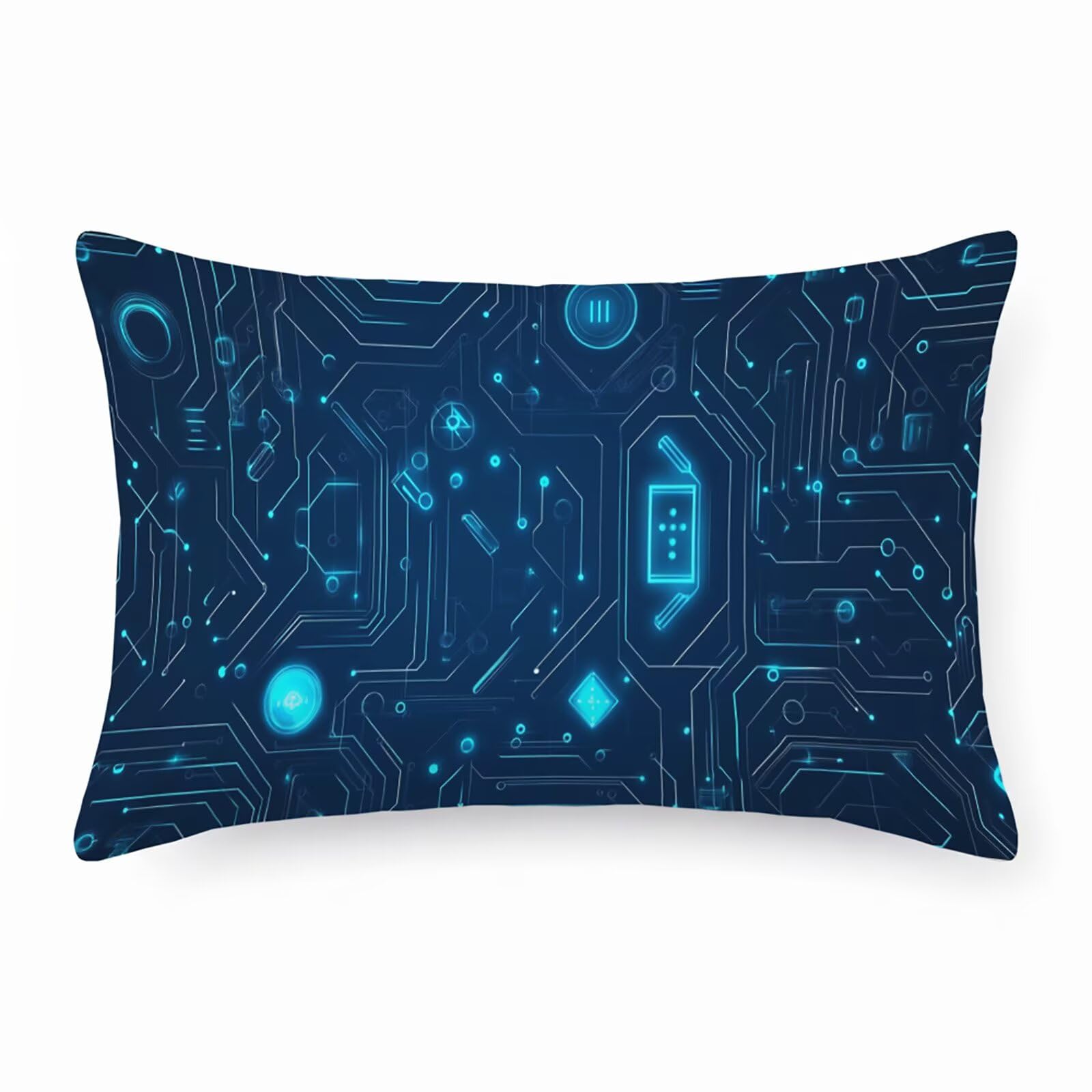 Housse de coussin 50x100 cm imperméable bleu profond en lin technique