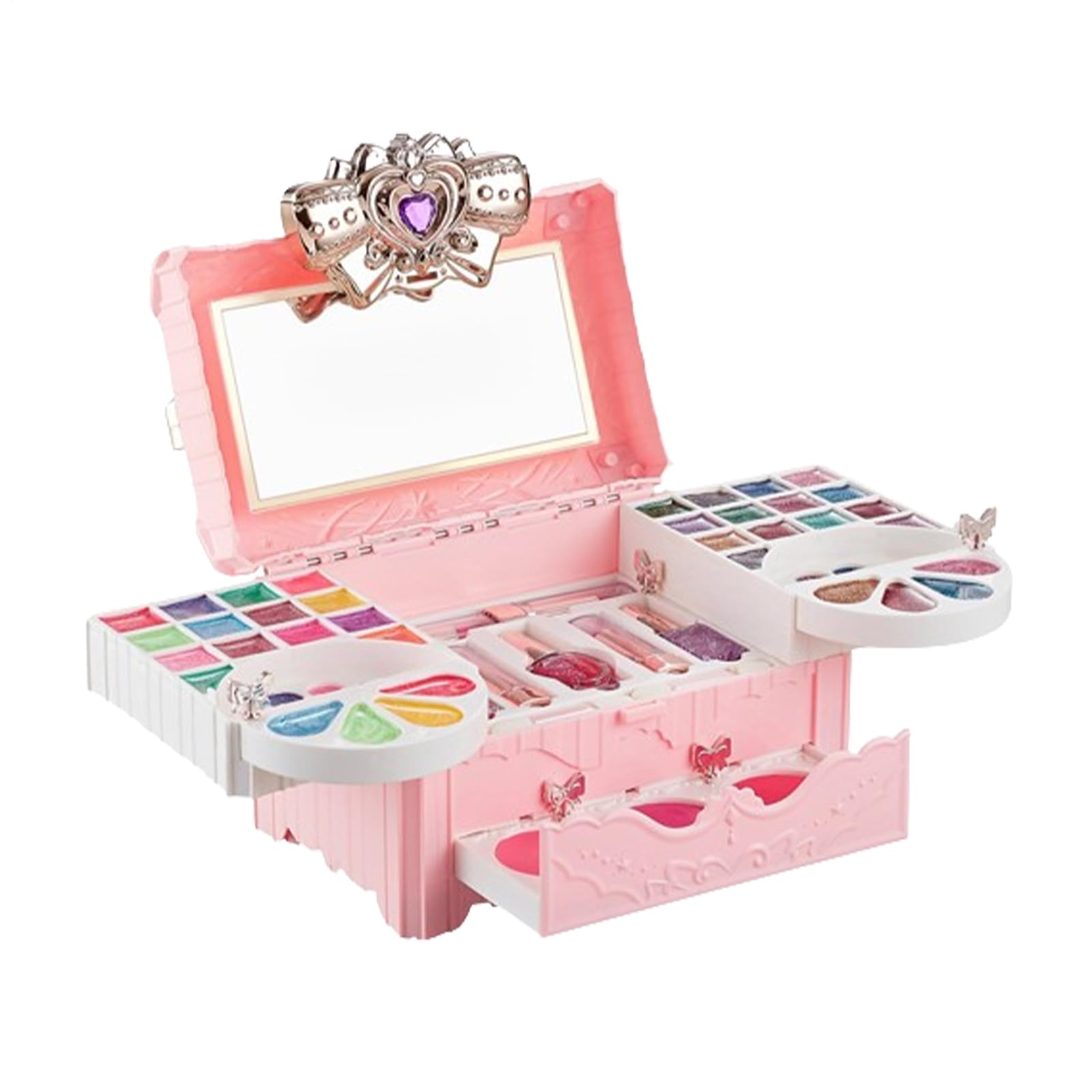 Kit de maquillaje infantil con estuche de simulación esmalte y brillo labial 8