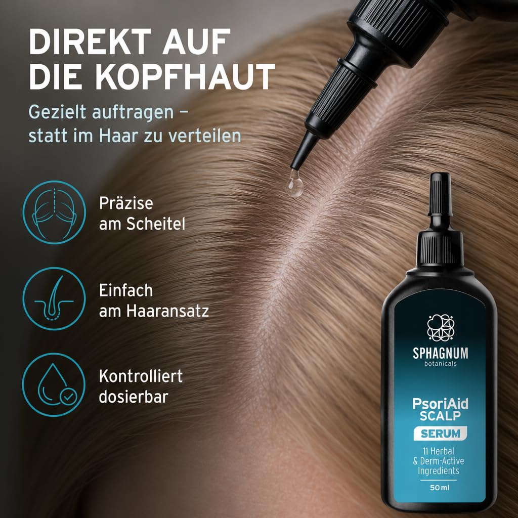 Sphagnum Botanicals Pre-Shampoo Serum for Psoriasis Scalp - 17 active ingredients with Salicylic Acid 2.5%. 50ml