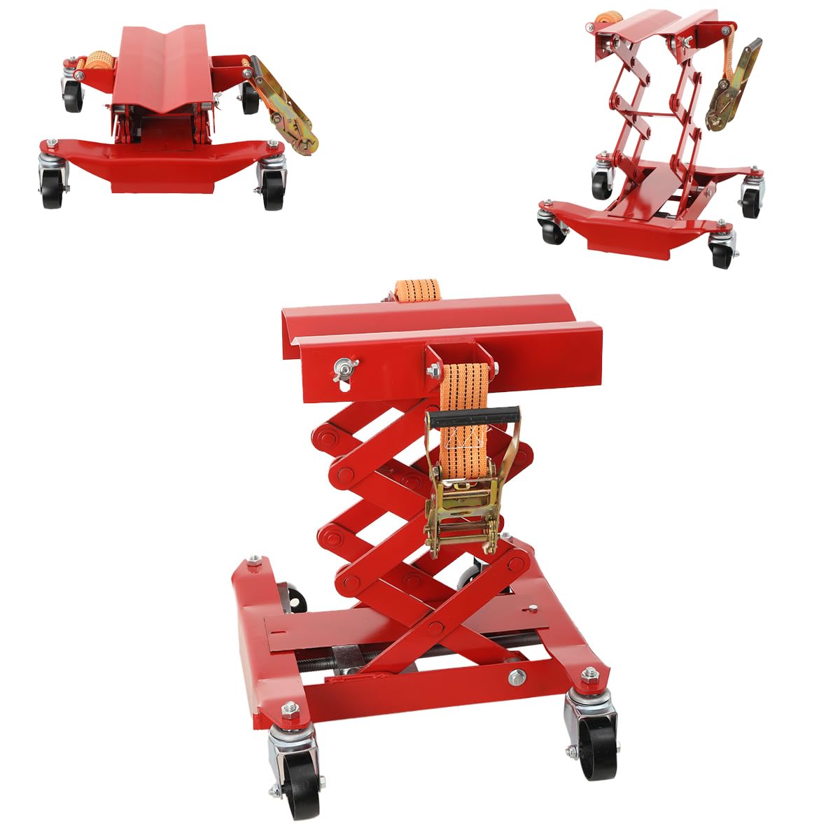 Boden Getriebeheber 200kg Höhe 185-590 mm Floor Transmission Car Jack | mit Vier Hochbelastbare Lenkrollen, Floor Transmission Car Jack for Lifting Lowering Gearboxes
