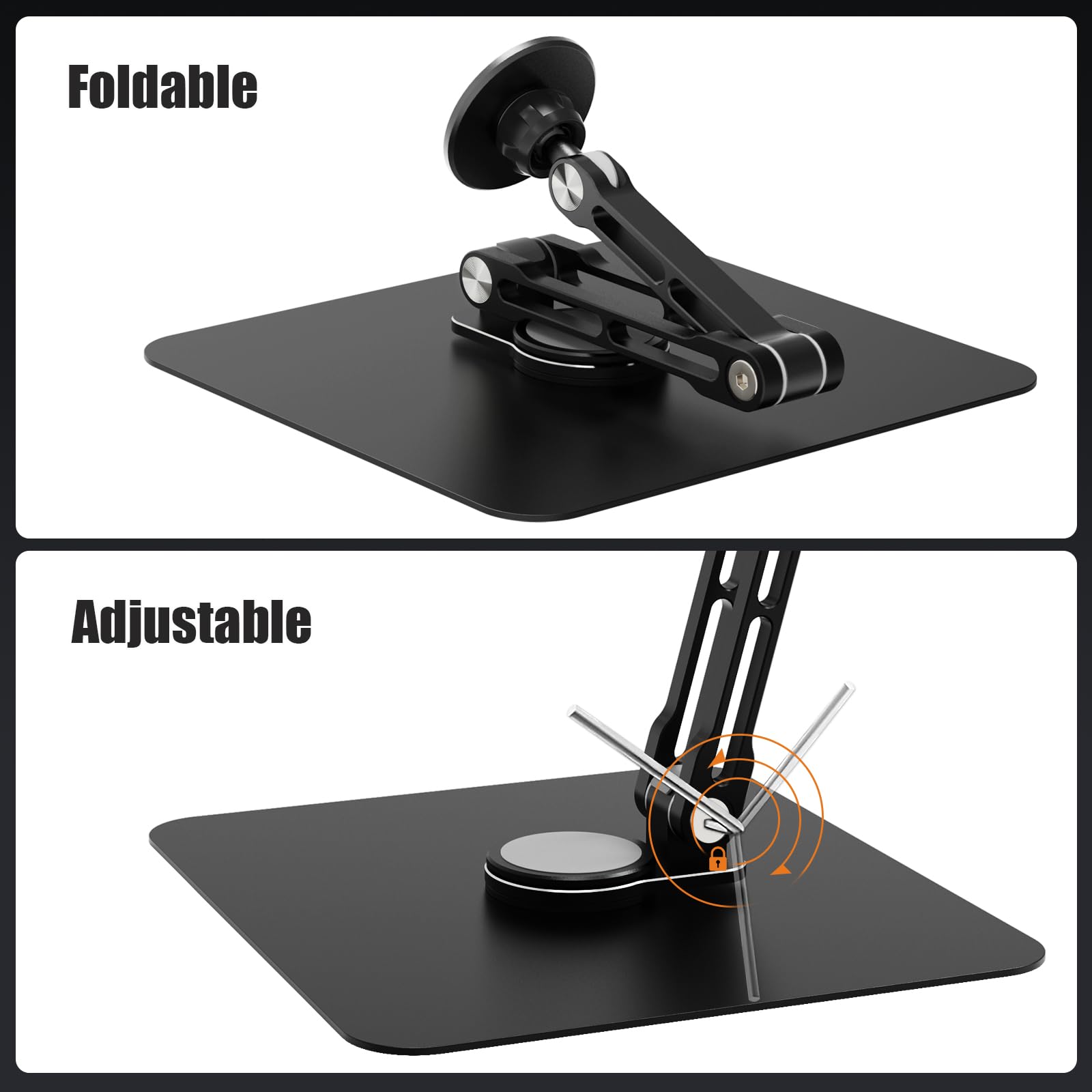 Magnetischer Tablet Halterung Ständer für MagSafe, Aluminium 360° Drehbarer Tisch iPad Halter mit drehbarem Arm für iPhone/Android/iPad/E-Reader