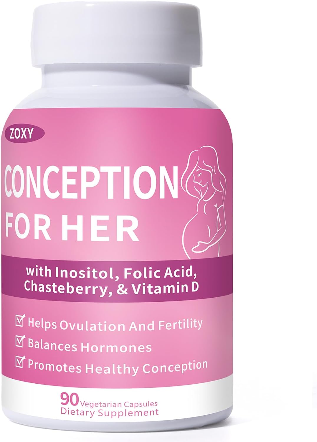 conception for her Fertility Supplements for Women, Prenatal Vitamin Support with Myo-Inositol, Folate, and Chasteberry – Supports Hormonal Balance, Ovulation & Regular Cycles – 90 Capsules
