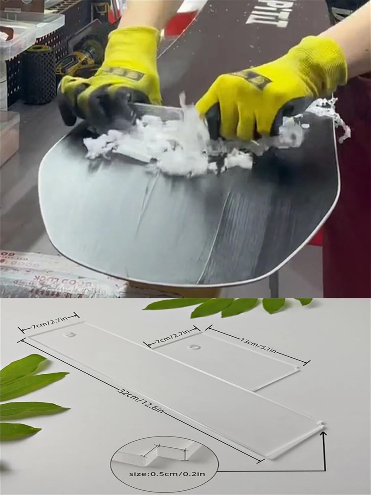 Set raschietto per sciolina, Raschietto for snowboard 4 pezzi Strumento for la rimozione della cera for manutenzione di sci e Doppio tergicristallo(Scraper board short)