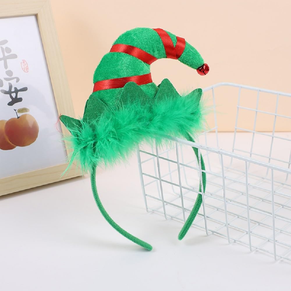 Christmas Elf Headbands Hats Santa Elf Headband Headwear with Bells for Christmas Costumes Accessory Party