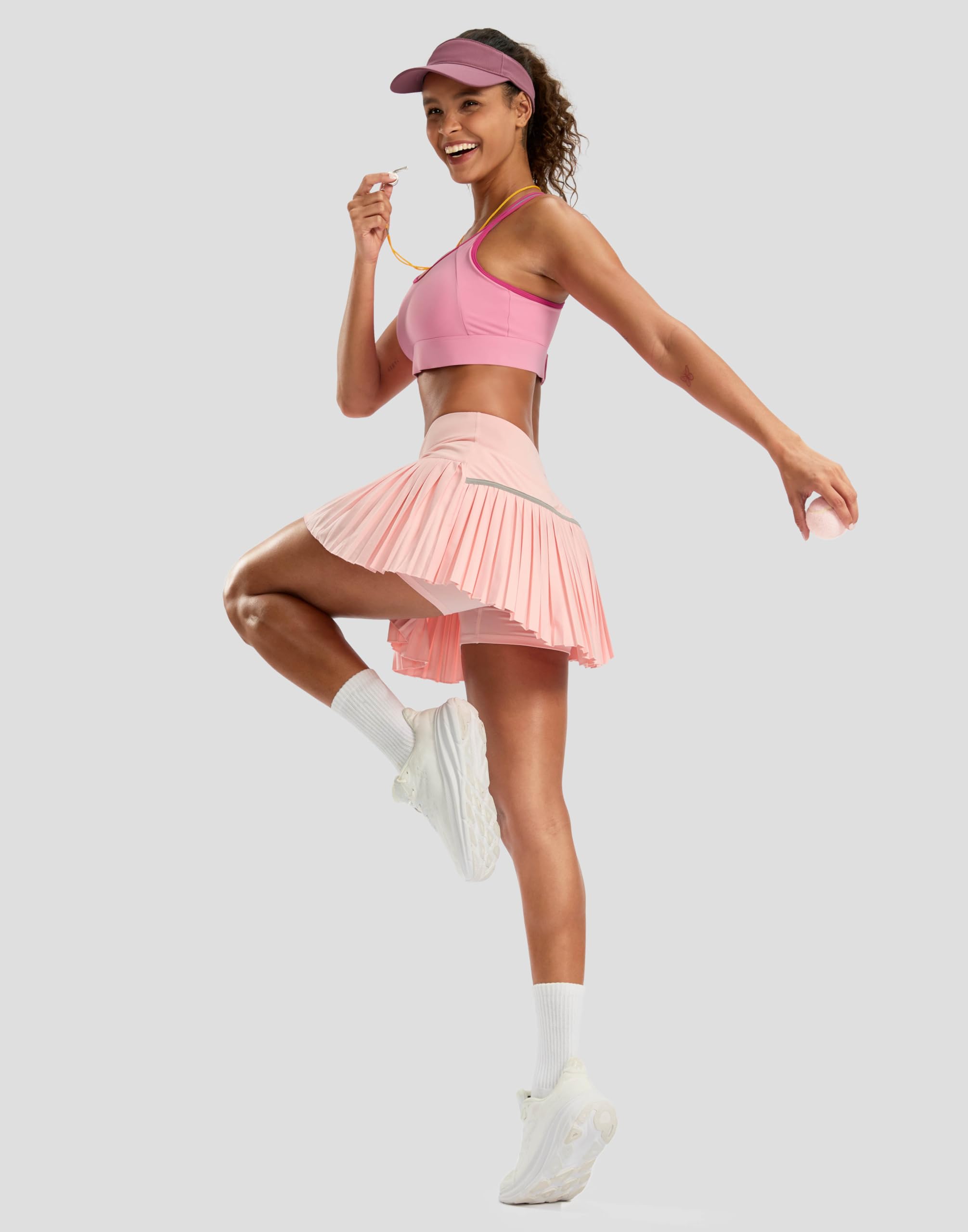 SANTINY Falda de tenis plisada para mujer con bolsillos, falda de golf atlética de cintura alta con pantalones cortos para entrenamiento, pickleball