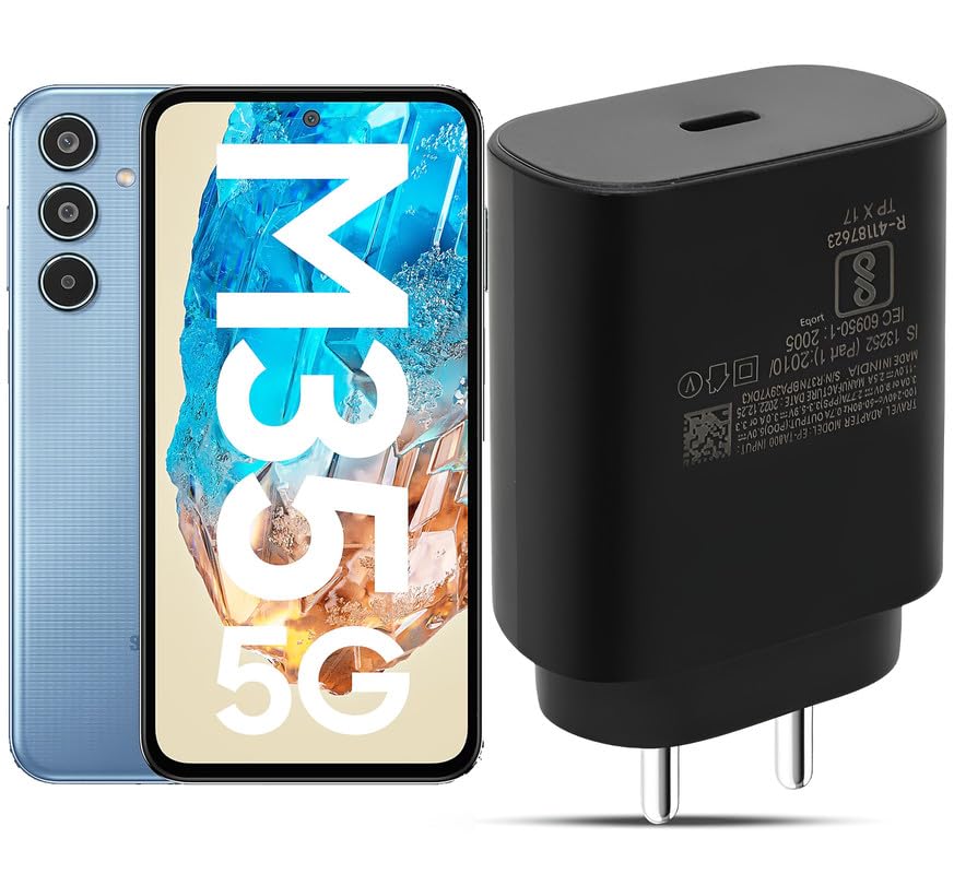 Image of XYKOS Type C Charger Compatible With Samsung Galaxy M35 5G Cellular Mobile Phone Support USB C Super Fast 25 Watt Power Charging Adapter For M55 /F15 /A35 /M15 /S21 Fe /S23 Fe /S24 /Galaxy Tab Charge,Black