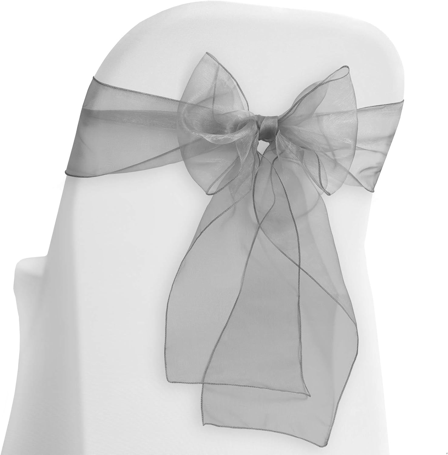 Lann's Linens - 100 Elegant Organza Wedding/Party Chair Cover Sashes/Bows - Ribbon Tie Back Sash - Silver
