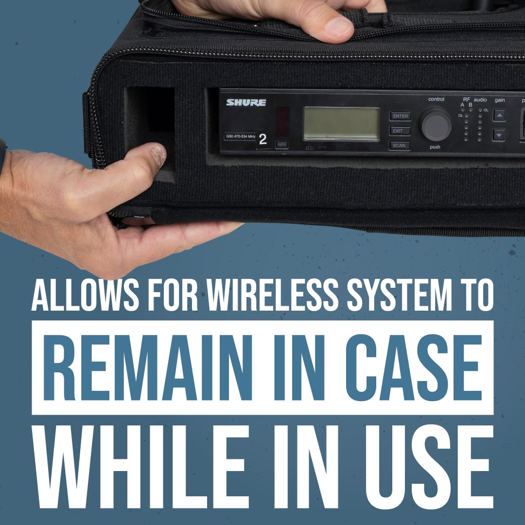 Gator Shure by, Borsa imbottita per sistema wireless per un singolo sistema microfonico wireless; (SH-WSYS-BAG)