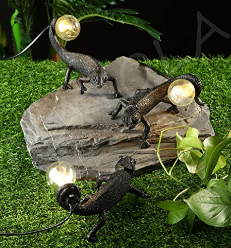 Image of MAYOLA Modern Chameleon Table Lamp,Desk lamp,Night Light,Wall Lamp, Resin Chameleon Lighting Fixture for Living Room, Bedroom, Office,Kids(Table Lamp, C-Black)