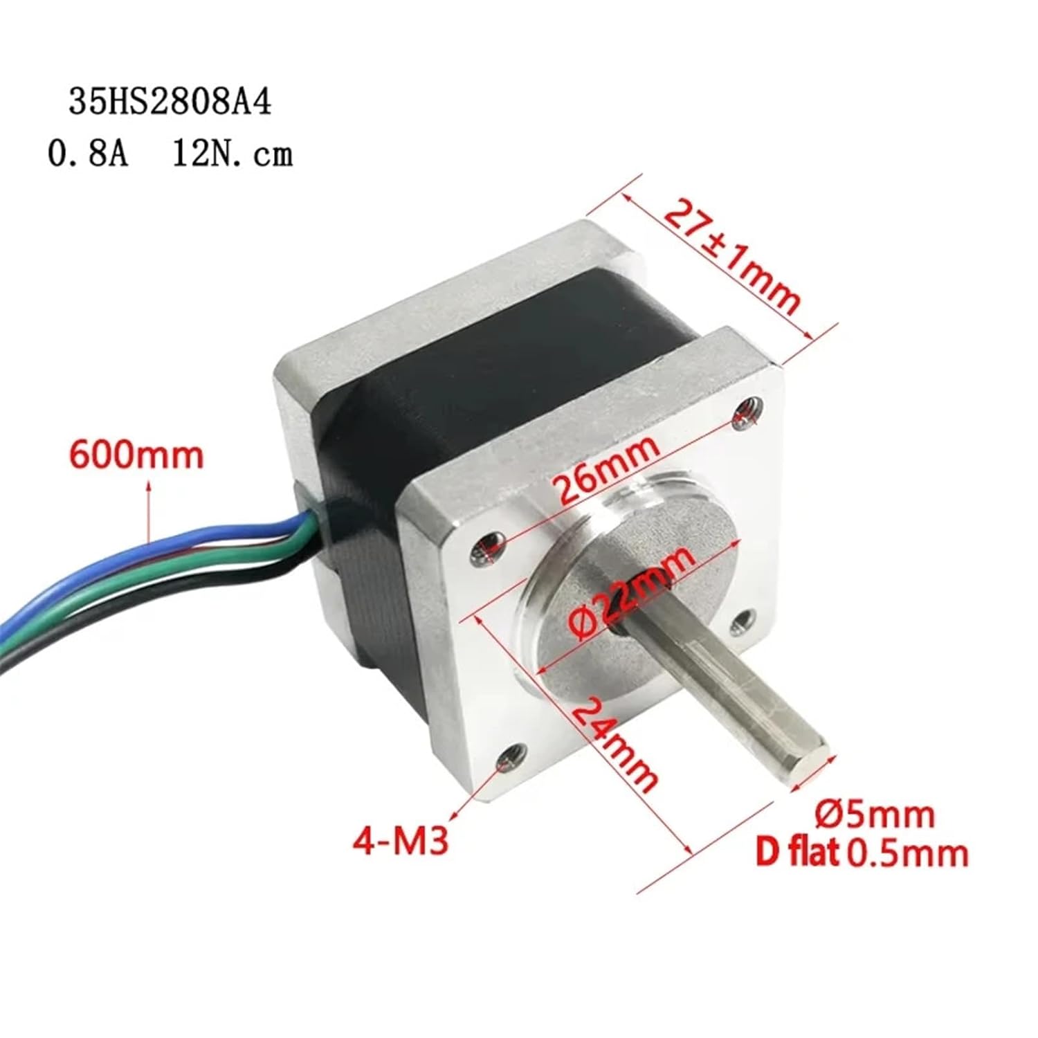 1pcs Stepper Motor Body Length 28mm 12N.cm 0.8A Single Output Shaft and Dual Output Shaft can Choose(Single Output Shaft)