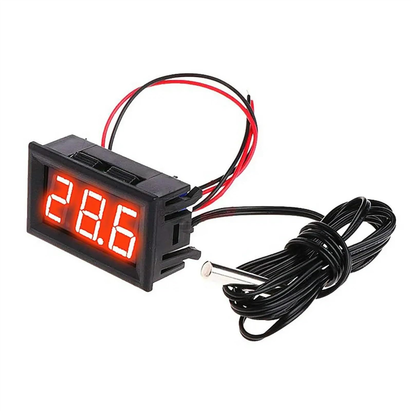 Cyfrowy termometr LED 5 V 12 V 0,56 cala do samochodu, do użytku wewnątrz i na zewnątrz, do inkubatora, akwarium, czujnik temperatury, stacja pogodowa (Blu)