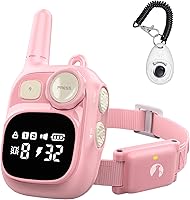 Vista 1 de Collar de choque para perro con control remoto de 1800 pies, collar eléctrico rosa ajustable recargable para perros pequeños, cachorros de 5 a 15